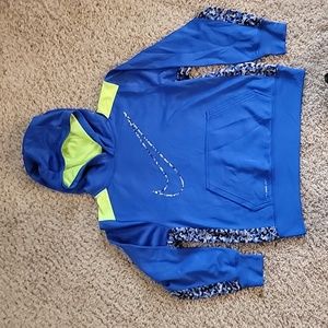 Nike, youth Large, Therma-Fit sweatshirt. Blue with neon green and camouflage.
